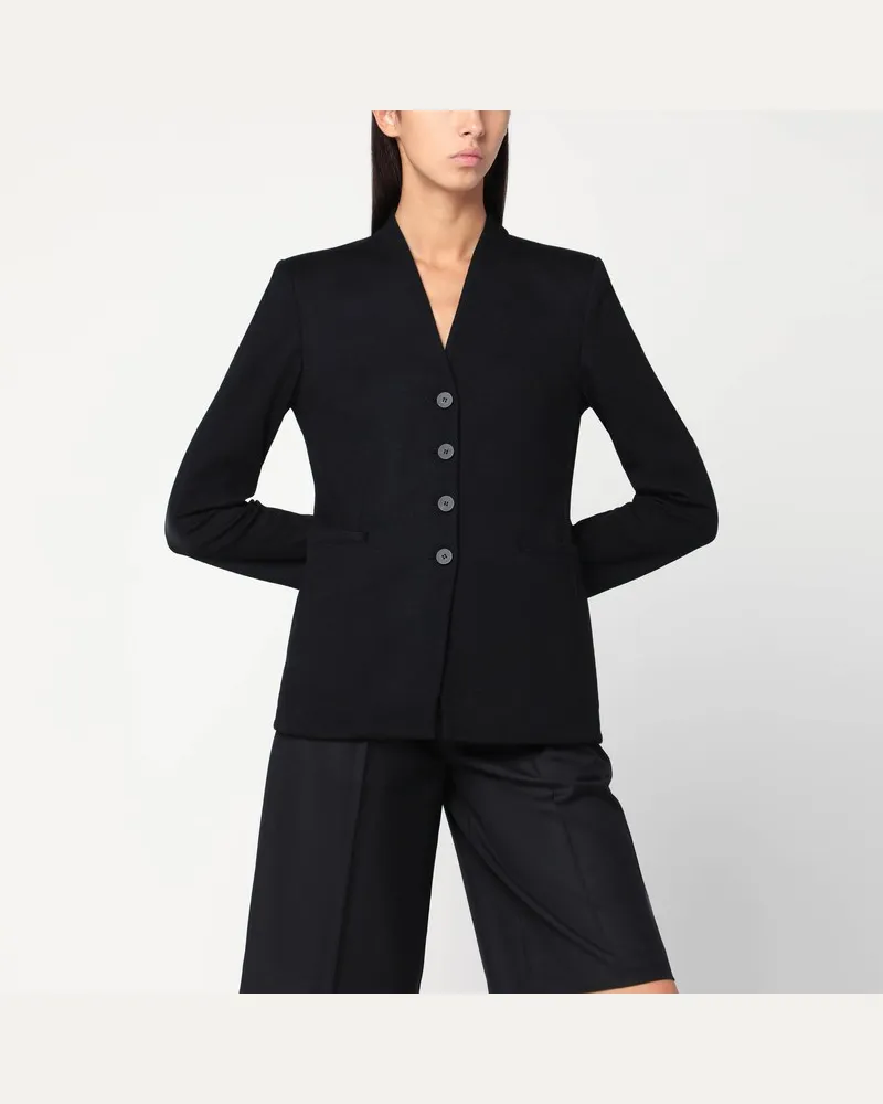 Harris Wharf London Schwarze einreihige Jacke aus Schurwolle Schwarz