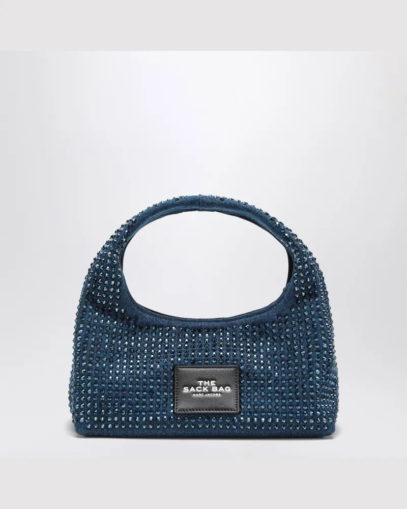 Marc Jacobs Borsa The Mini Sack aus Denim mit Strasssteinen Blau