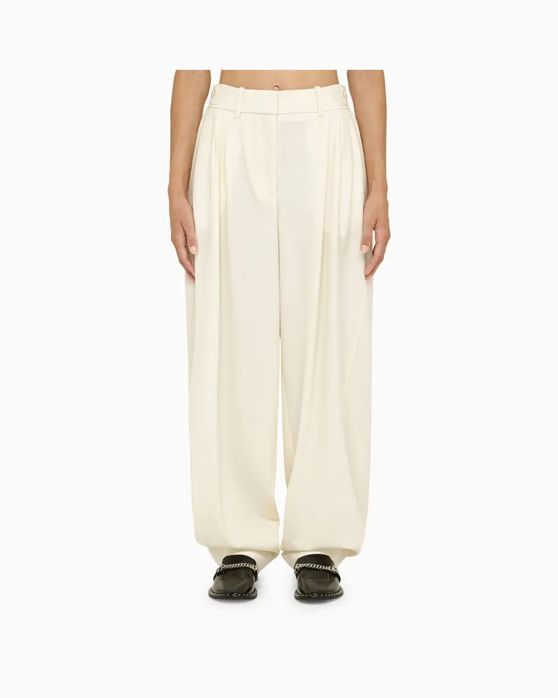 Stella McCartney Cremefarbene Baggy Pants aus Wolle Weiß