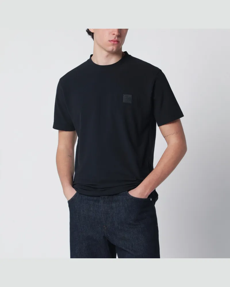 Stone Island Navyblaues T-Shirt mit Logo-Patch Blue