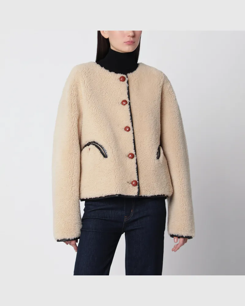 Blazé Milano Camelbraune Gliss Wende-Bolerojacke aus Shearling Beige