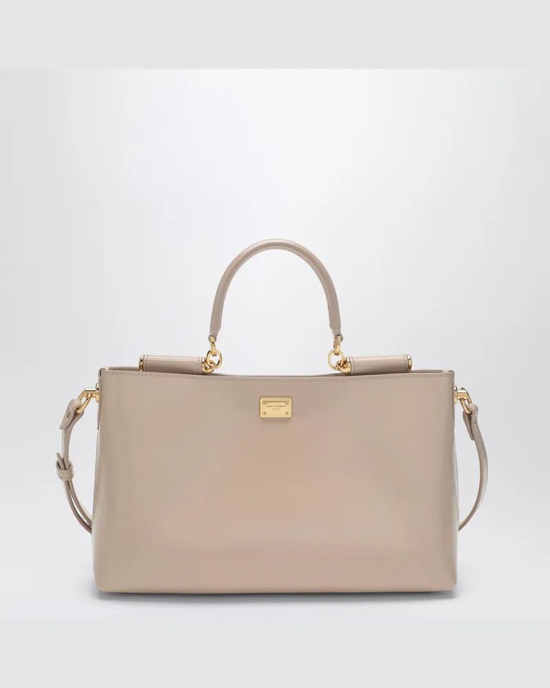 Dolce & Gabbana Vittoria Handtasche aus hautfarbenem Leder Beige