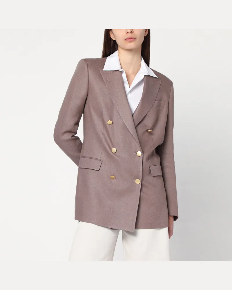 Tagliatore Zweireihige braune Leinenjacke 
