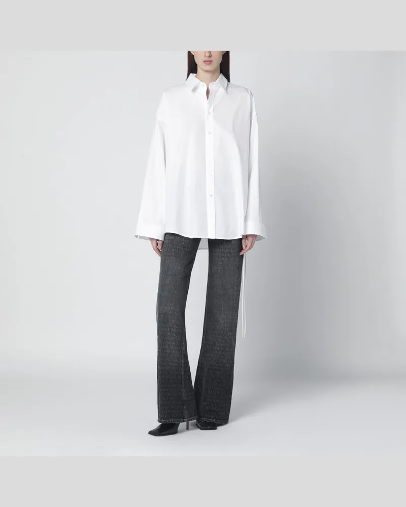 Balenciaga Weiße Baumwollbluse mit Schnürdetails White