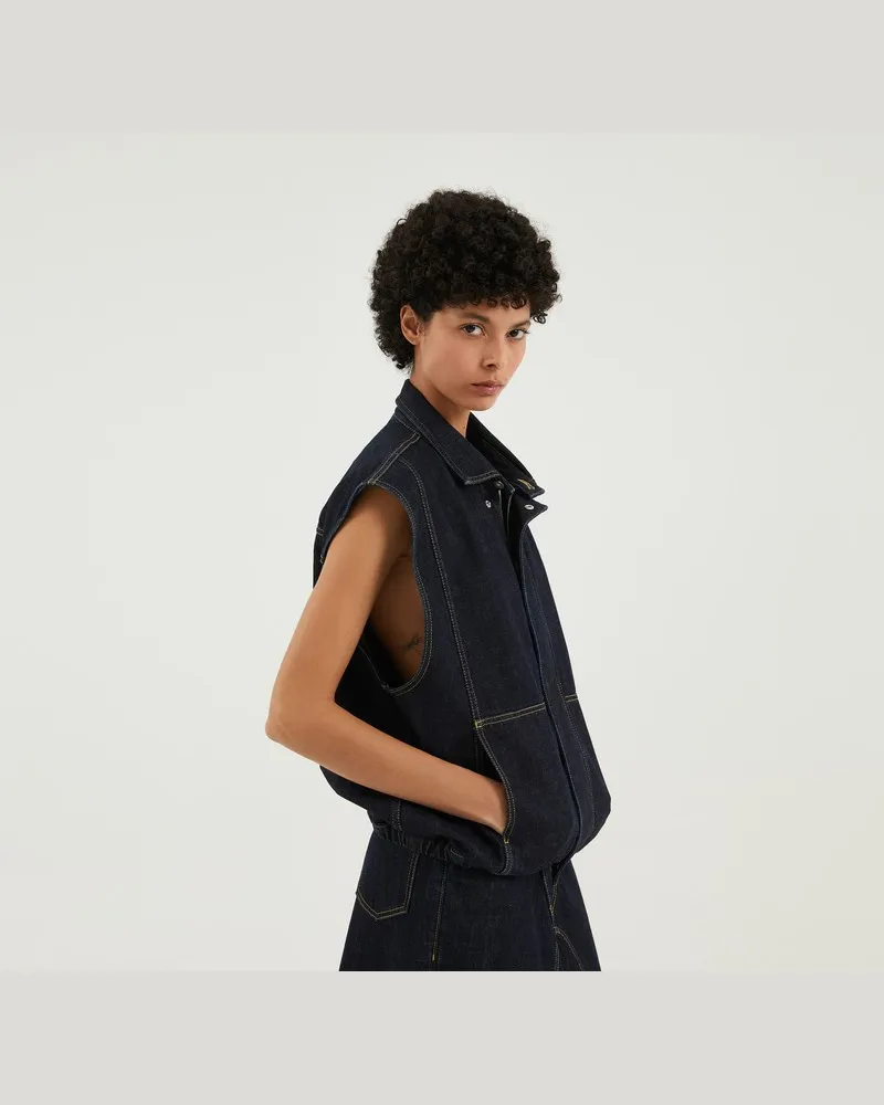 1989 STUDIO Dunkelblauer Denim-Weste Blau