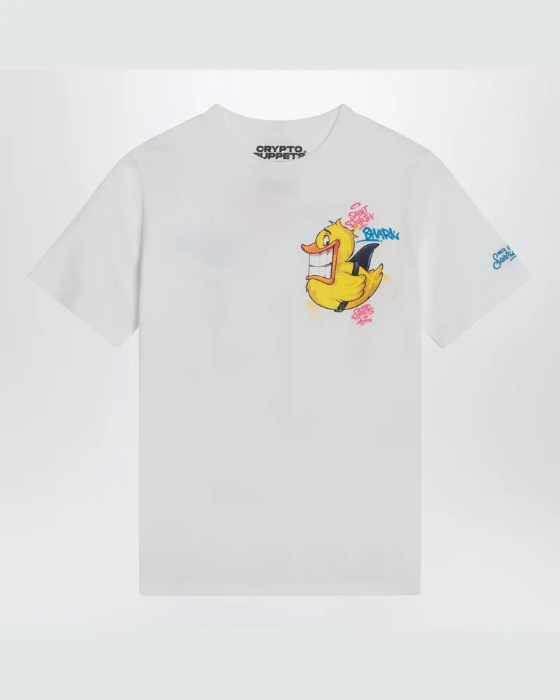 MC2 Saint Barth Weißes T-Shirt mit Crypto-Duck-Print 