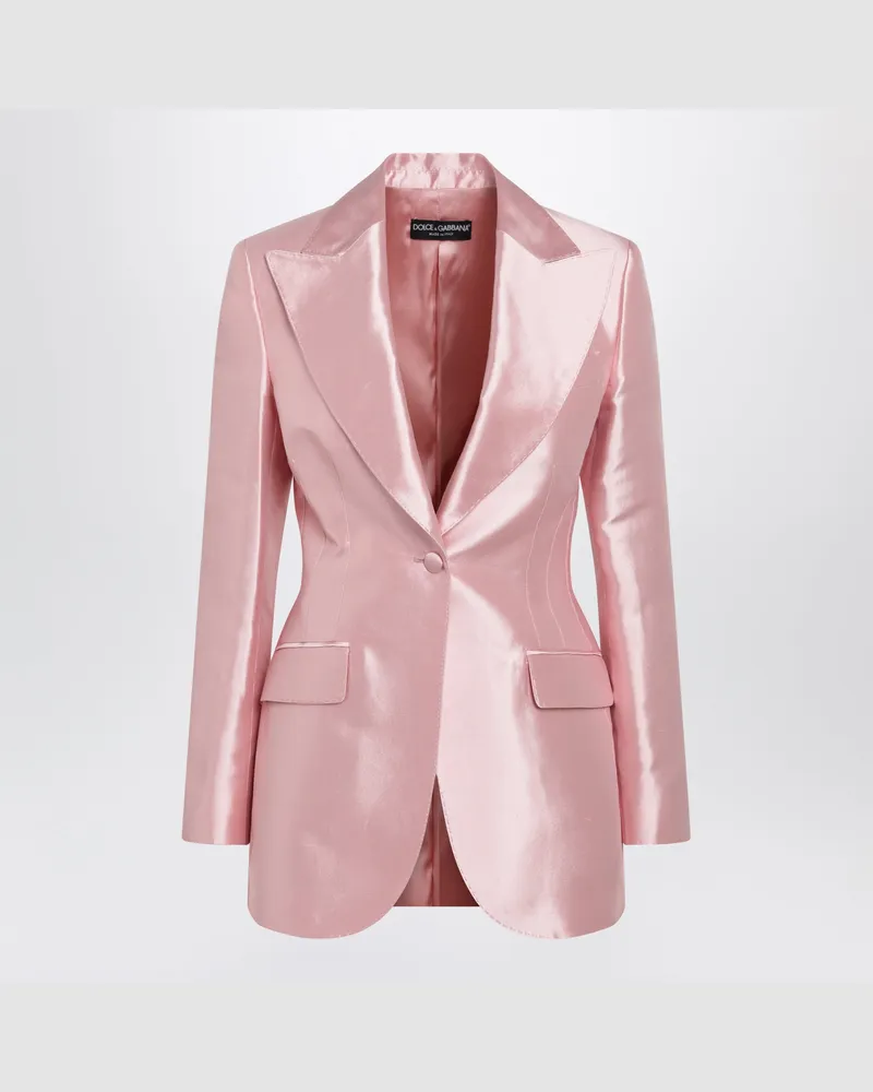 Dolce & Gabbana Einreihiger Blazer aus Seidenshantung in Rosa Pink