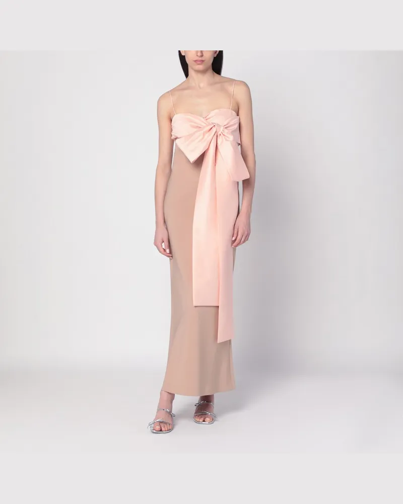 BERNADETTE Bart-Kleid beige/rosa mit großer Schleife Beige