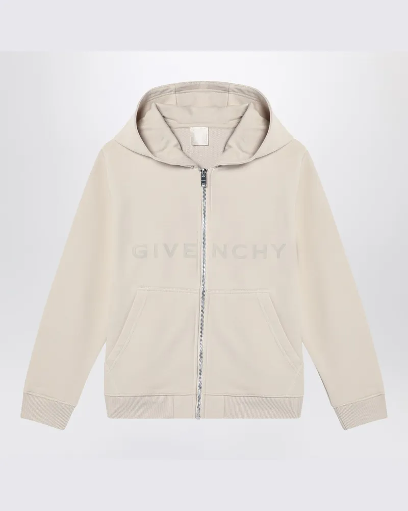 Givenchy Cremefarbener Zip-Sweatshirt mit Logo Weiß