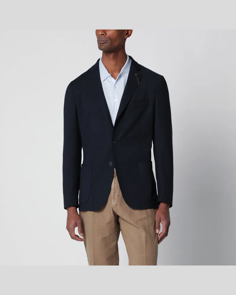 Biagio Santaniello Schwarze einreihige Jacke aus Wollmischung Black