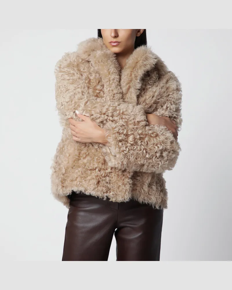 BLANCHA Kurze Pelzjacke in Haselnuss Beige
