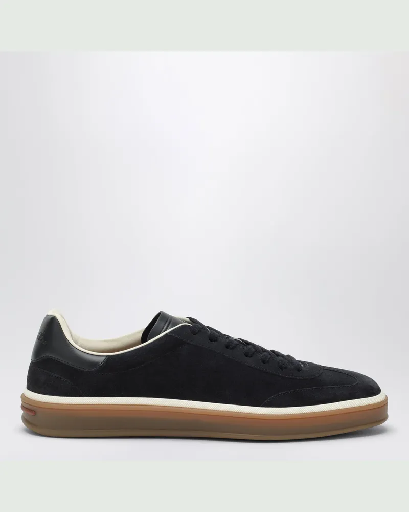 Loro Piana Sneaker Tennis Walk navyblau aus Veloursleder Blue