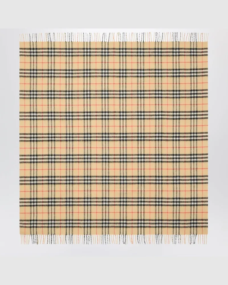 Burberry Check-Schal aus Wolle in Sandbeige Beige