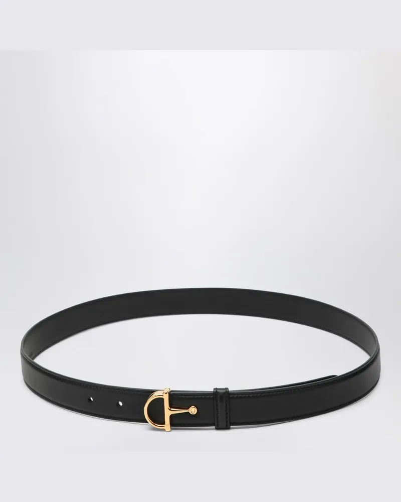 Gucci Schwarzer dünner Gürtel mit halber Schnalle Schwarz