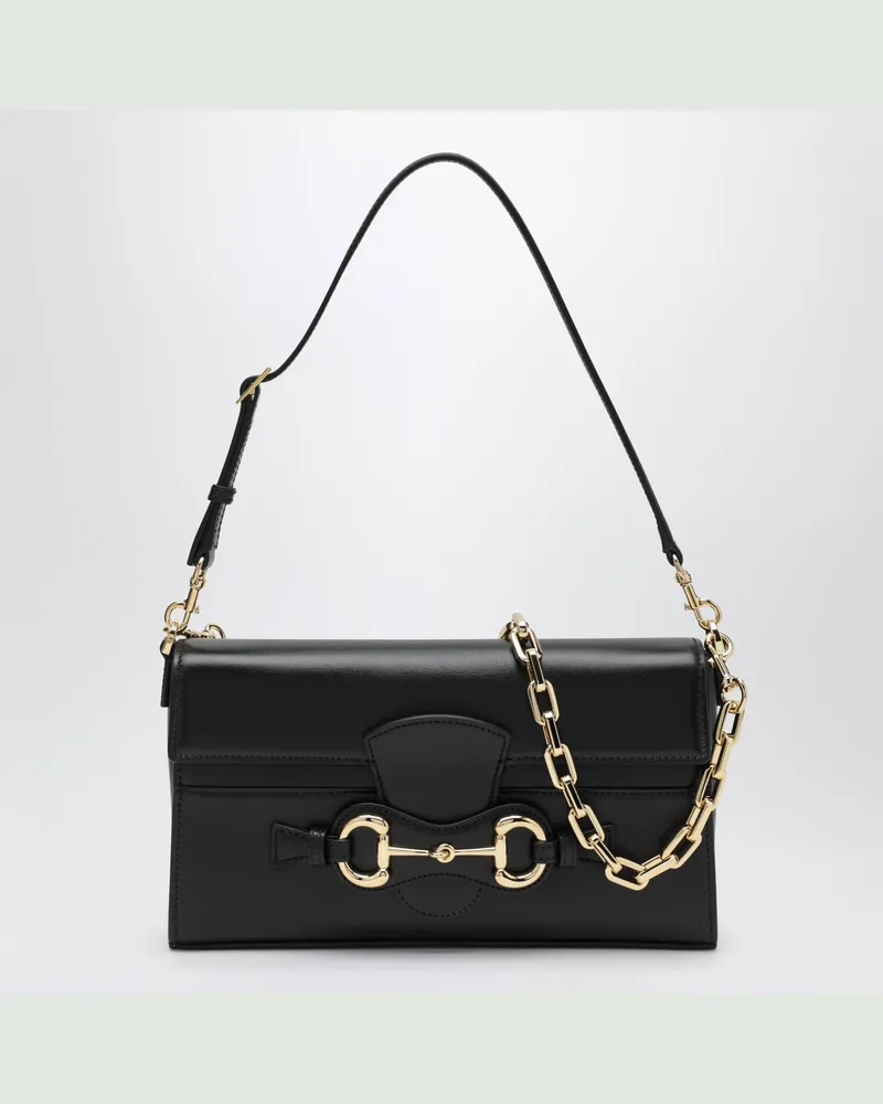 Gucci Schultertasche Horsebit Ristretto schwarz aus Leder Black