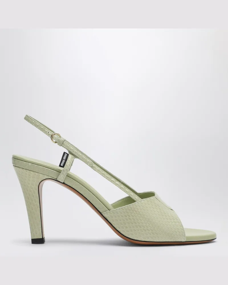 Miu Miu Pistazienfarbene Slingback-Sandalen aus Ayers-Leder 
