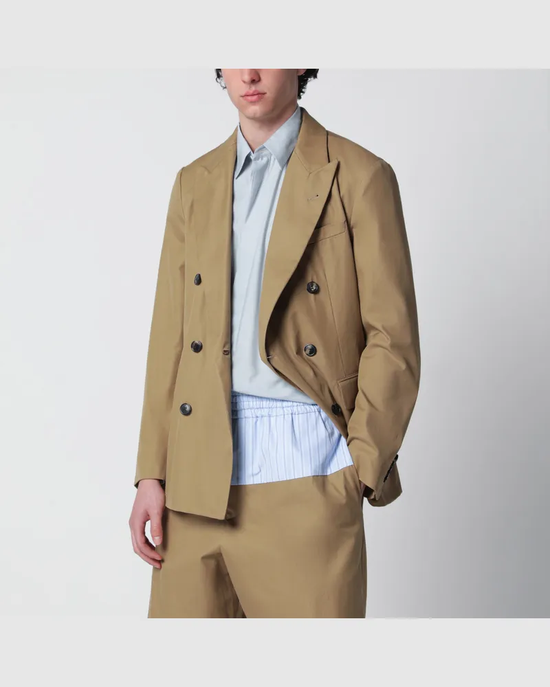 Dries van Noten Zweireihige Jacke in Kamel Beige