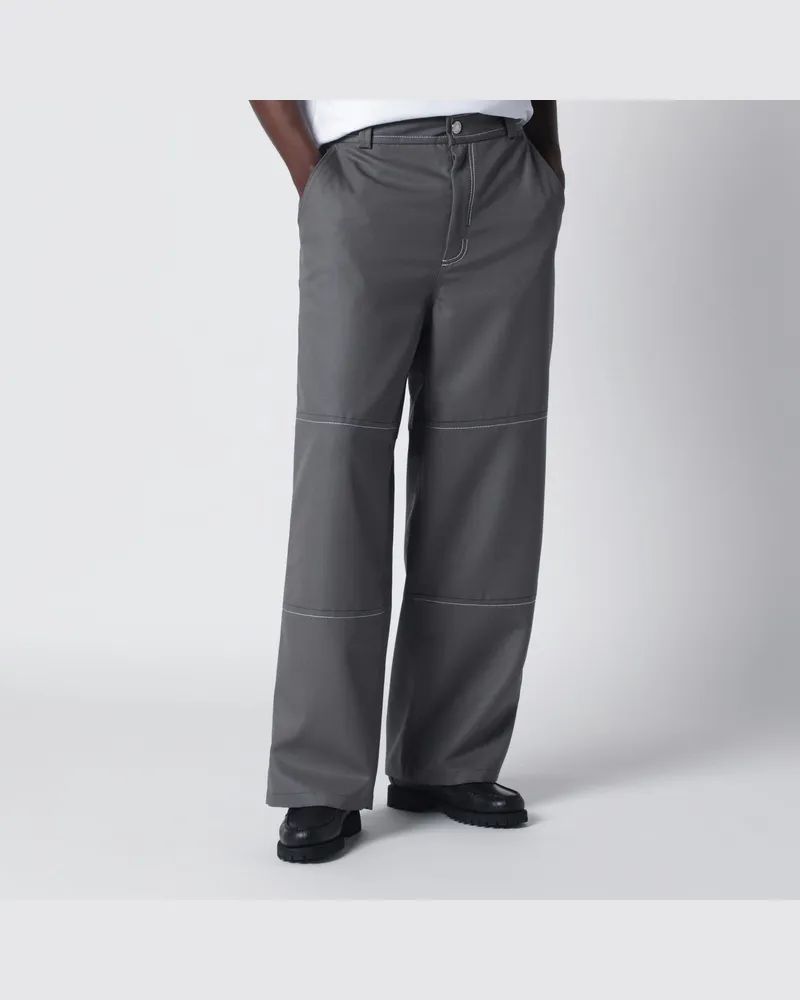 AMI Paris Graue Workwear-Hose aus Wollcanvas Black