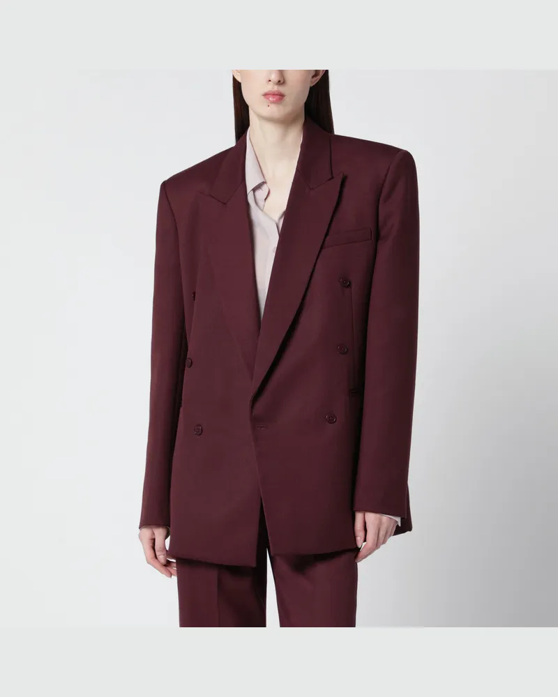 FRANKIE Shop Strukturierte Monterey Jacke in Burgunder aus Wollmischung 