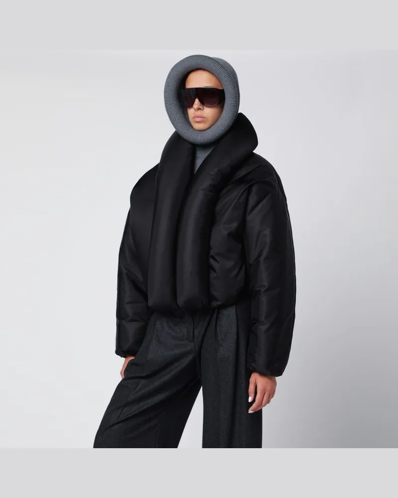 Alaïa Gepolsterte Bomberjacke aus schwarzem Taft Schwarz