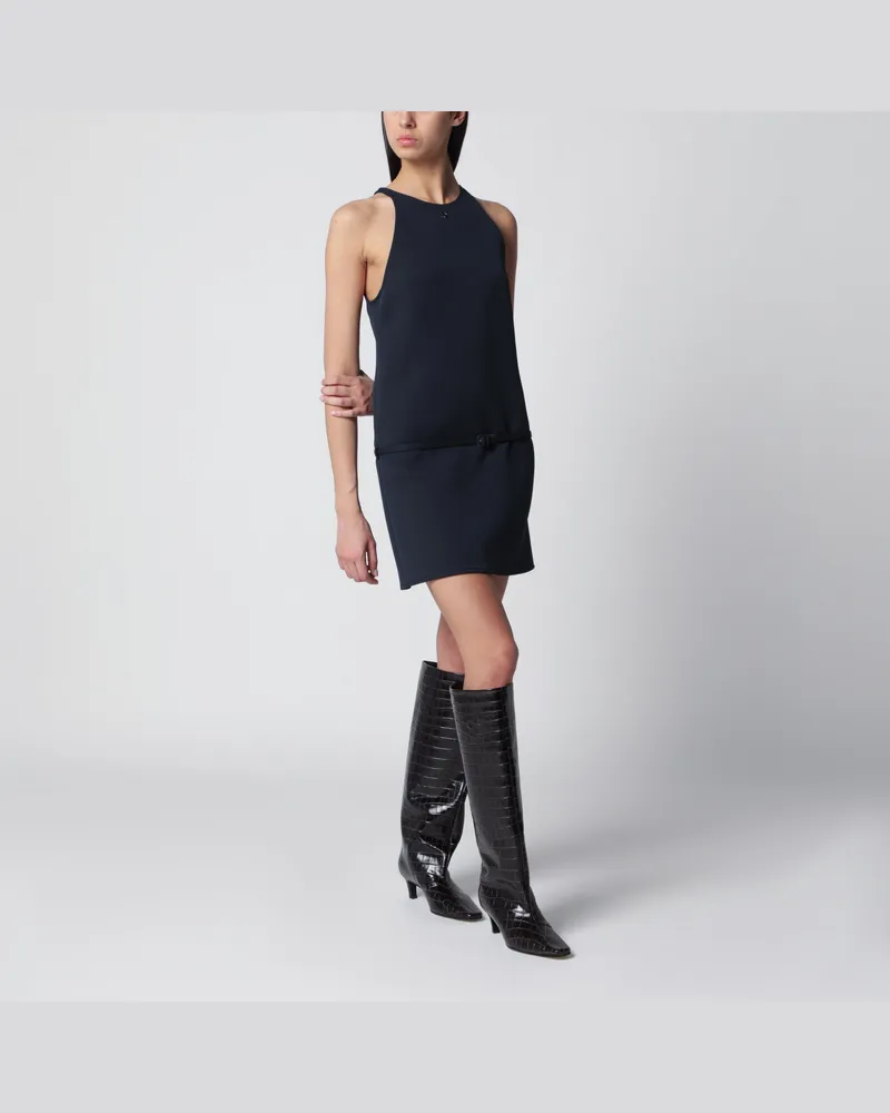 Courrèges Twill-Minikleid in A-Linie mit Gürtel in Navy Blue