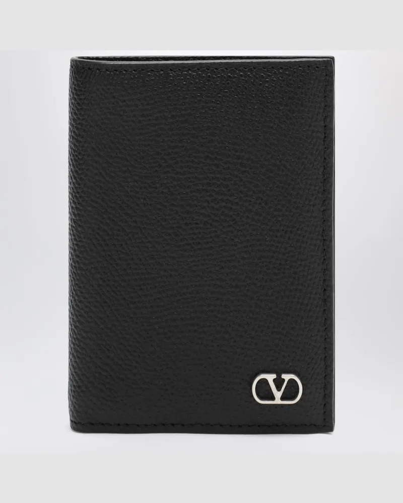 Valentino Garavani Schwarzes Vlogo-Kartenetui aus genarbtem Leder Black