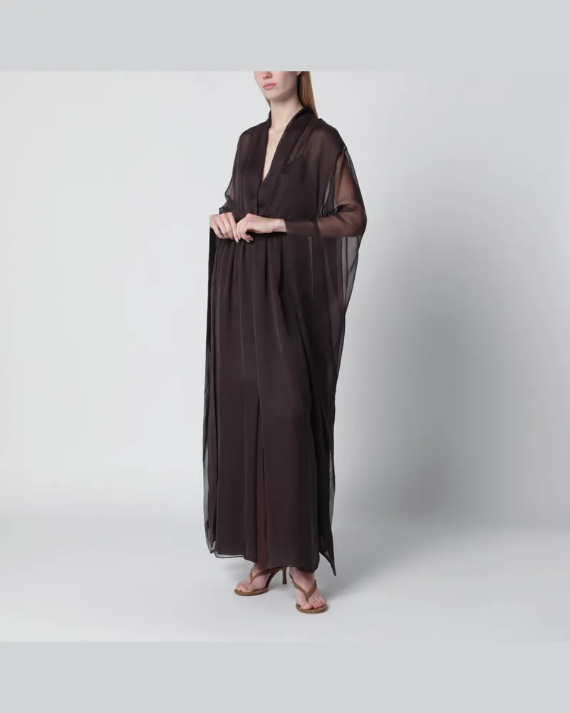 Alberta Ferretti Langes braunes Seidenkleid Brown