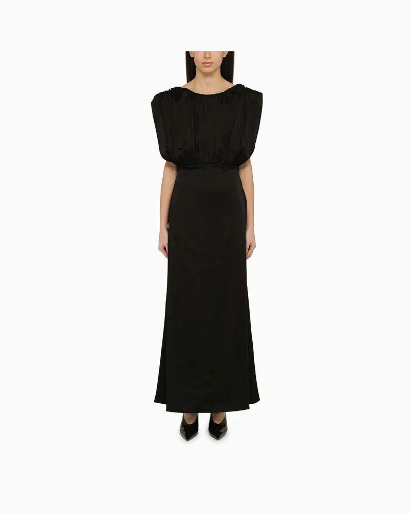 Jil Sander Langes Kleid mit schwarzen Rüschen Schwarz