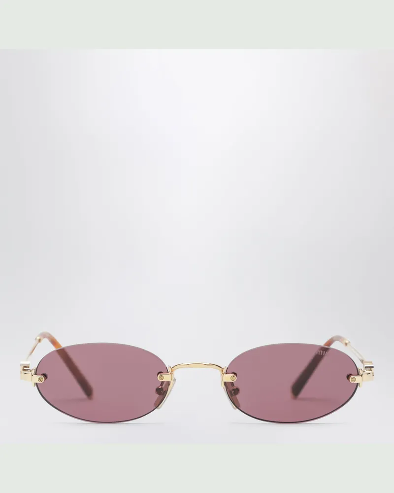 Miu Miu Logo Sonnenbrille in Gold/Gelb Metal