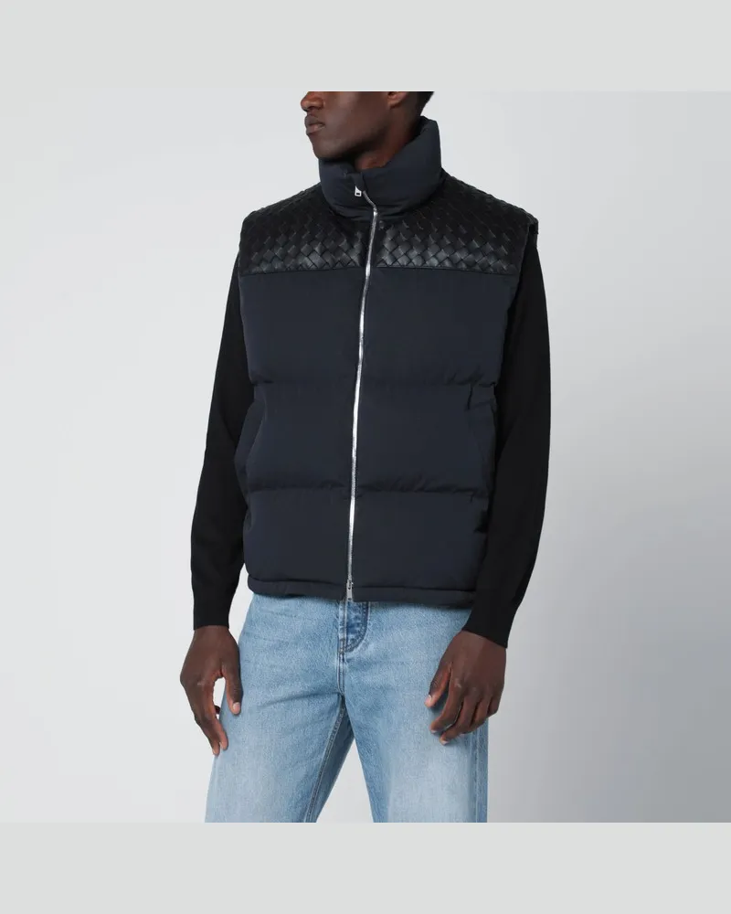 Bottega Veneta Marineblaue Weste mit Intrecciato-Einsatz Blau