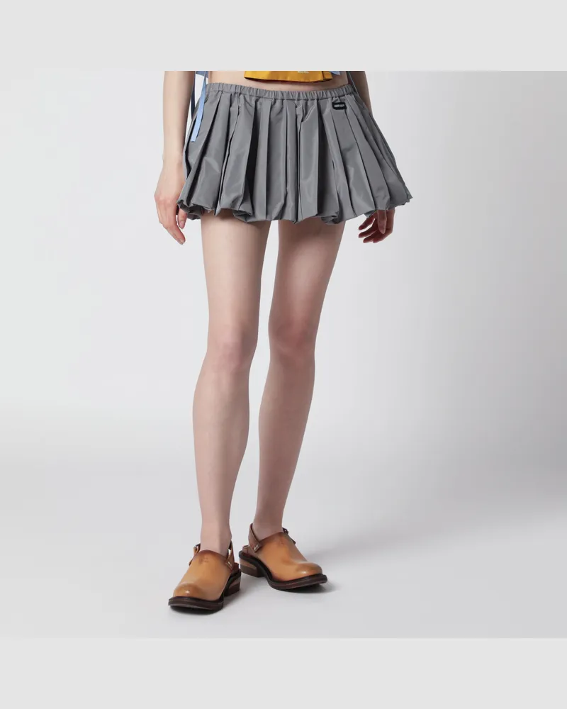 Miu Miu Minirock Tela Tec mit Falten in Bleigrau Grey