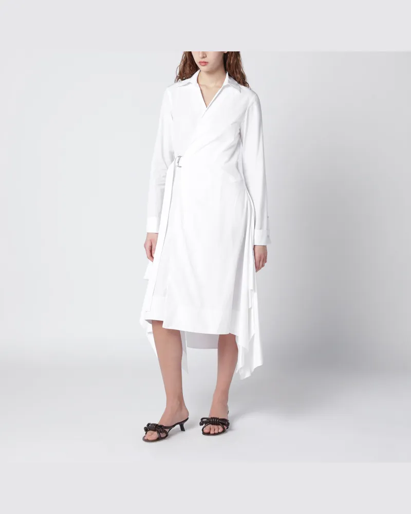 Loewe Weißes Drapiertes Seidenkleid White
