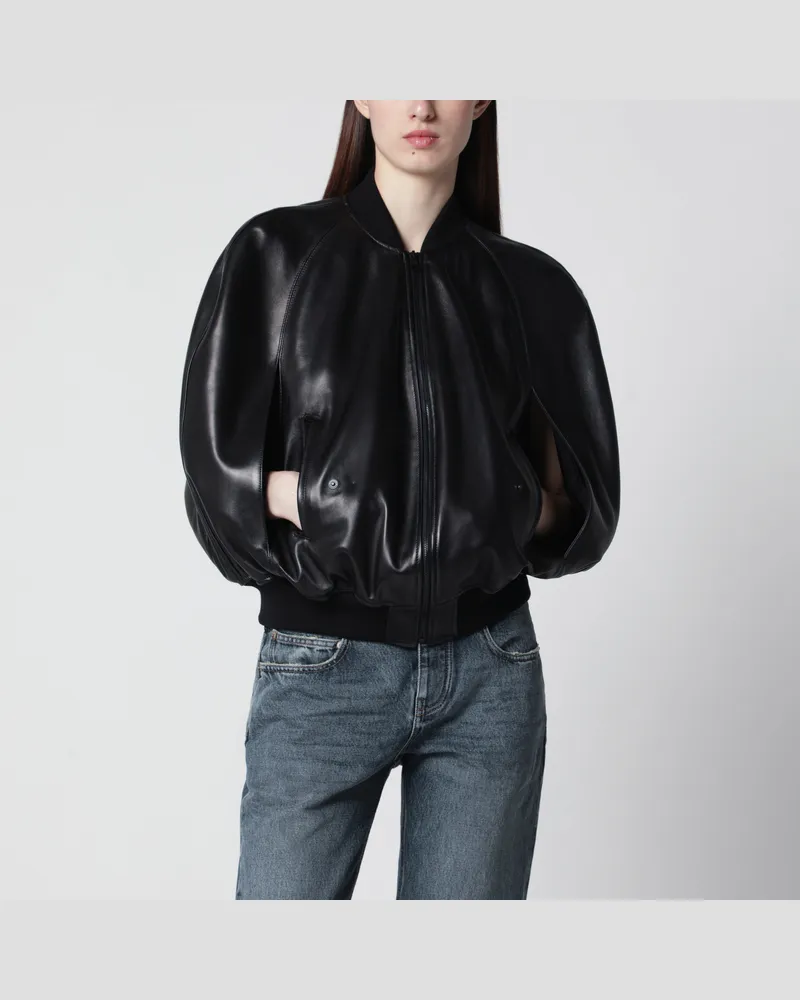 Balenciaga Schwarze Leder-Bomberjacke Black
