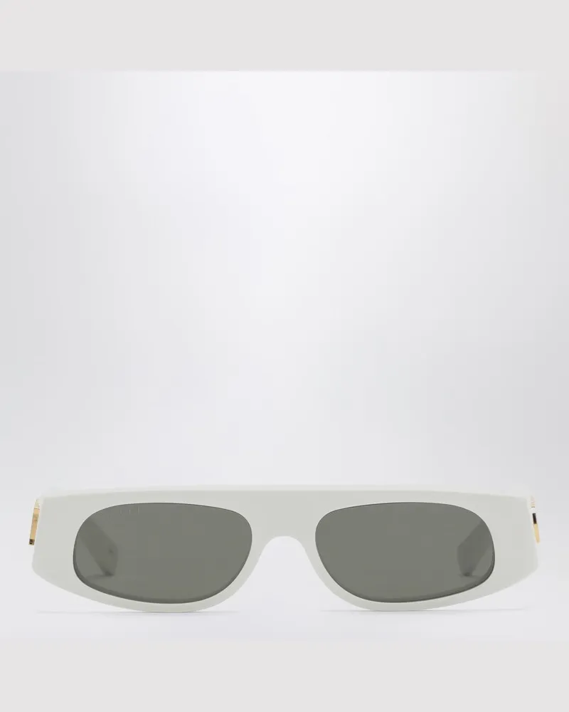 Gucci Weiße Sonnenbrille mit geometrischer Form aus Acetat Weiß