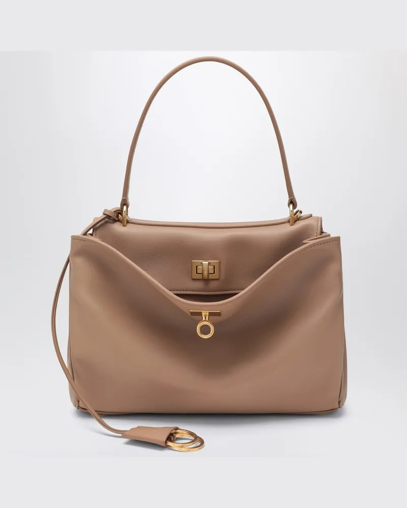 Balenciaga Kleine Rodeo-Tasche aus glattem Leder in Milchfarbe Beige