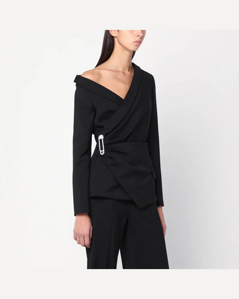 Giuseppe di Morabito Asymmetrische schwarze Jacke mit Broschendetail Black