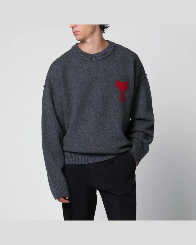AMI Paris Dunkelgrauer Ami De Coeur Pullover Grey