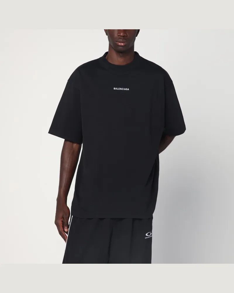 Balenciaga Schwarzes New  Back Medium Fit T-Shirt Schwarz