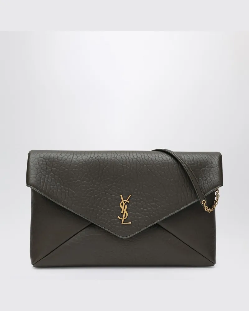 Saint Laurent XXL Envelope Cassandre Clutch in Moosgrün Grün
