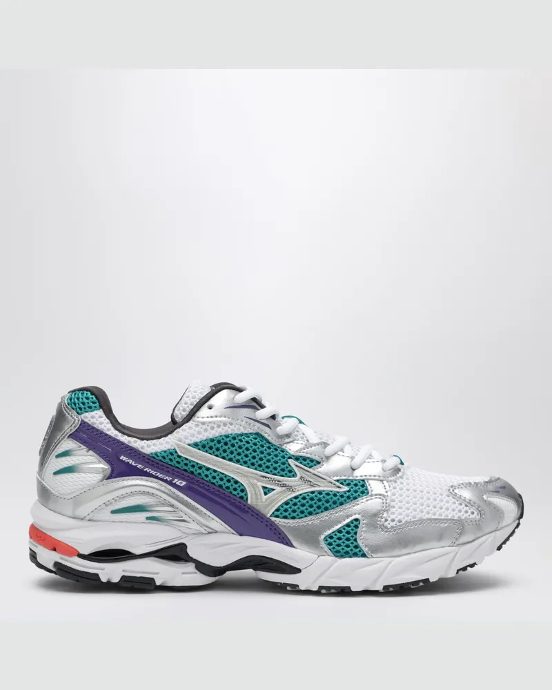 Mizuno SLWave Rider 10 Sneaker White/Silver/Teal Blue 