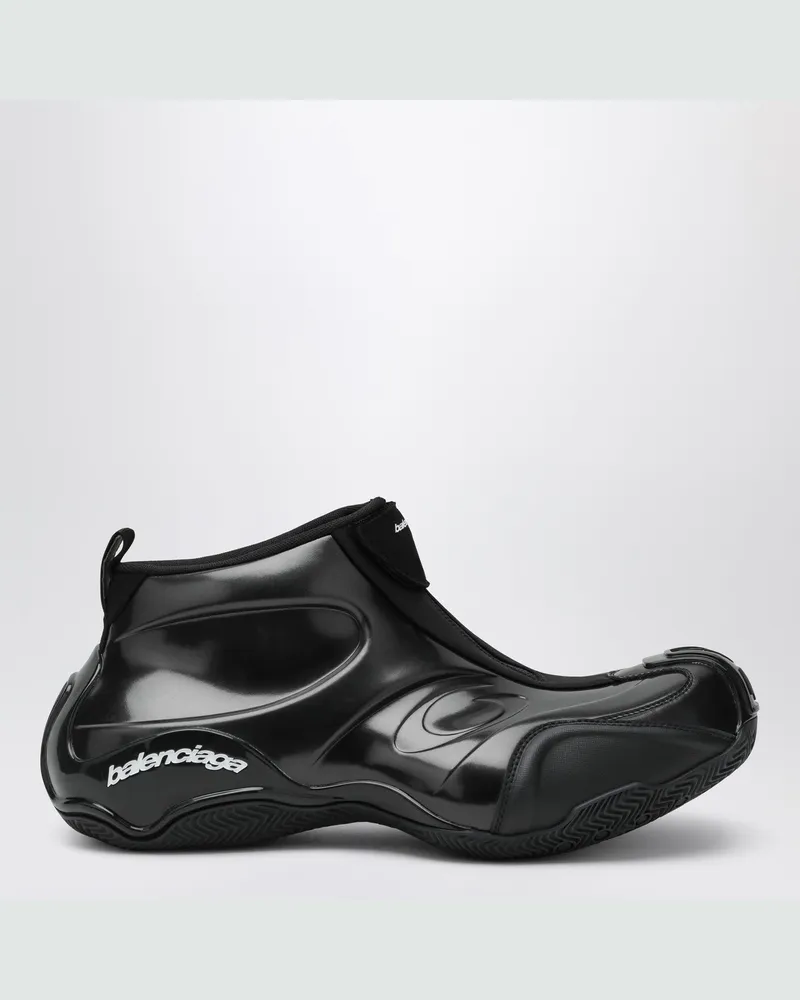 Balenciaga Glänzende schwarze Polyester-Basketball-Sneaker Black