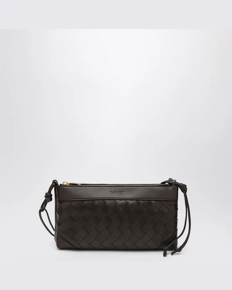 Bottega Veneta Doppelte Patch-Fondant-Leder- und Intrecciato-Tasche Braun
