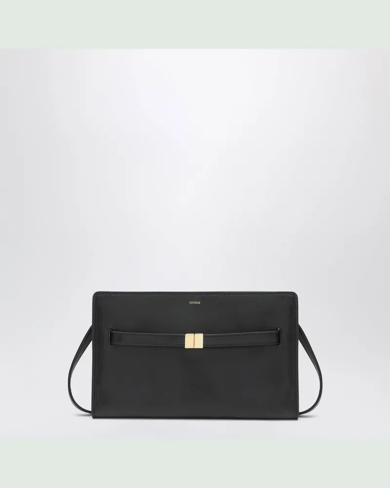 Totême Umhängetasche mit Gürteldetail aus schwarzem genarbtem Leder Black
