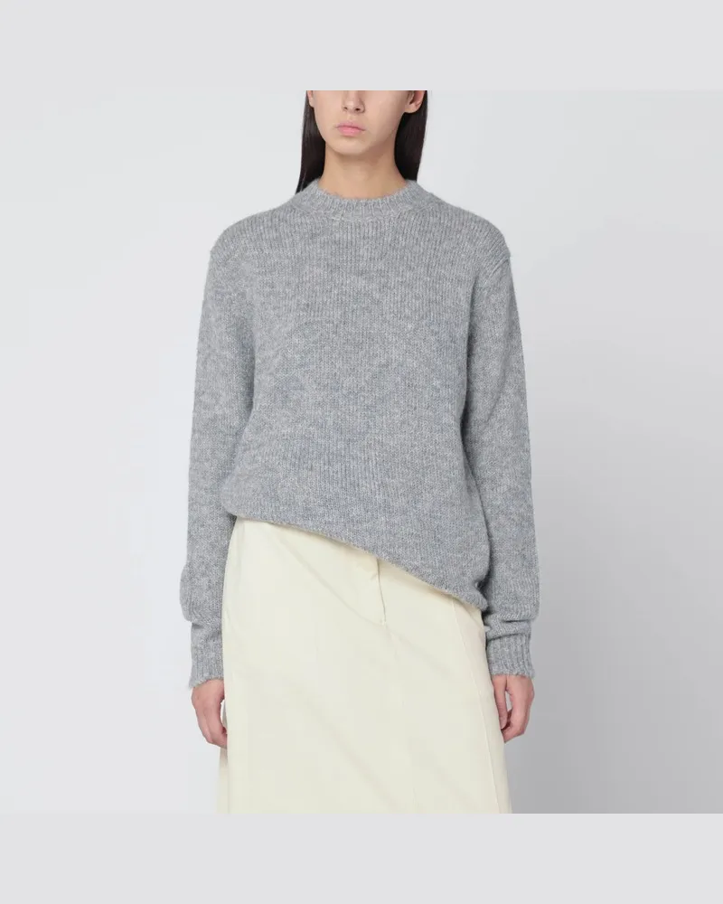 Jil Sander Hellgrauer Wollmischpullover Weiß