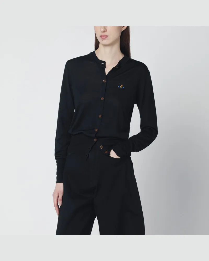 Vivienne Westwood Schwarzer Cardigan aus Wolle und Seide Schwarz
