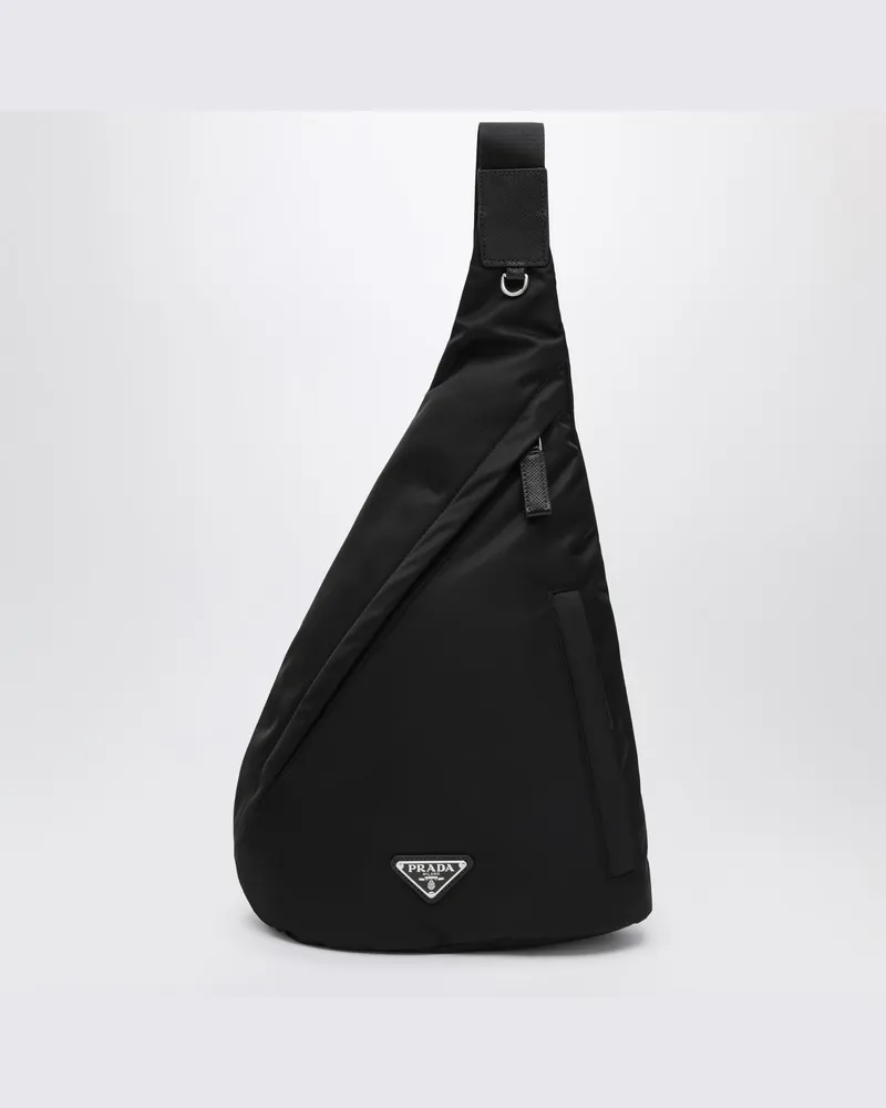 Prada Rucksack aus Re-Nylon und schwarzem Leder Schwarz