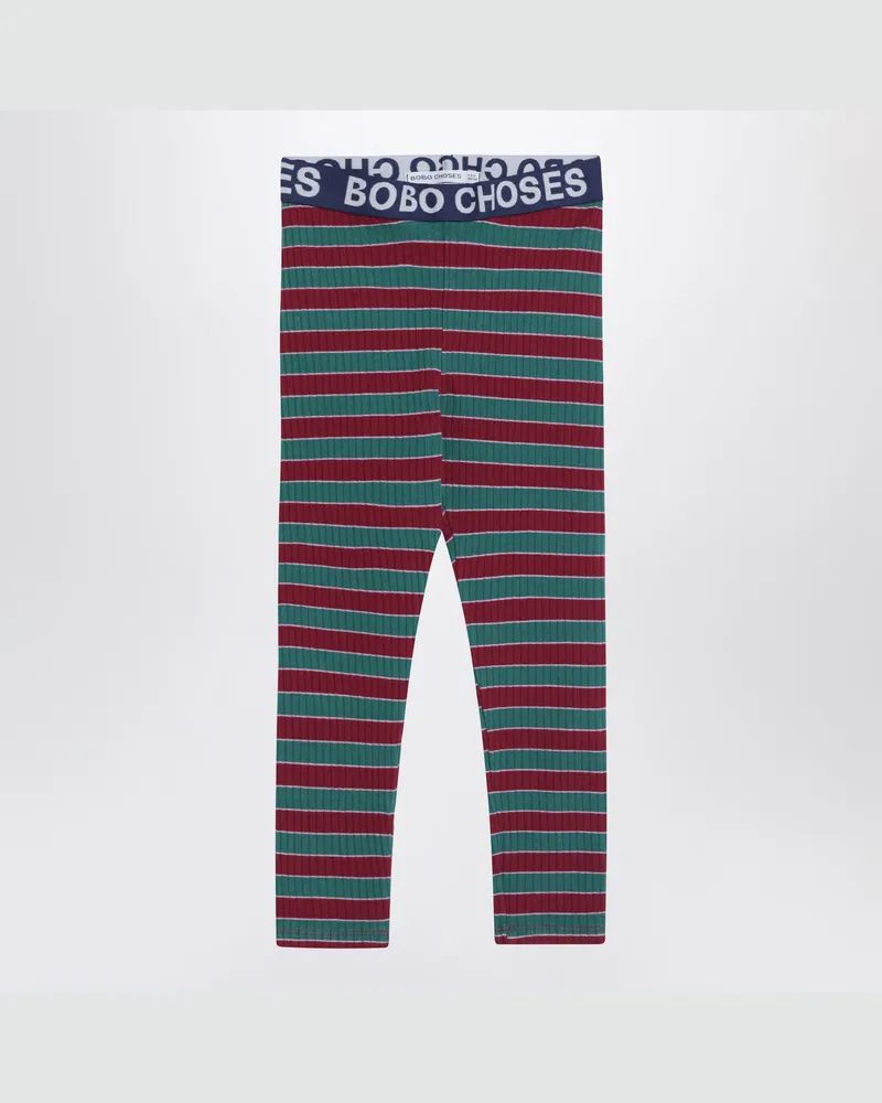 BOBO CHOSES Gestreifte gerippte Baumwollleggings Multicolor