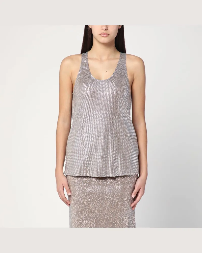 Giuseppe di Morabito Tank-Top mit silberfarbenen Strasssteinen Metallisch