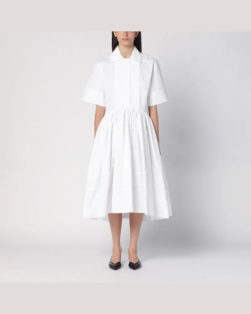 Jil Sander Weißes Hemdkleid aus Baumwolle Weiß