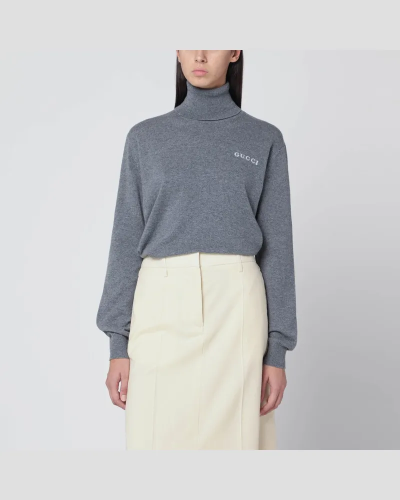 Gucci Grauer Rollkragenpullover aus Kaschmir Schwarz